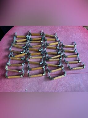 Set of 35 vintage 80s /90s metal & wood cabinet door /drawer pulls